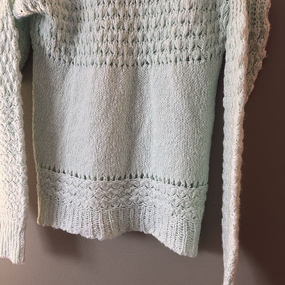 Free People Crashing Waves Pullover Sweater Oversized Wool Blend Mint Knit Sz S - Picture 8 of 8